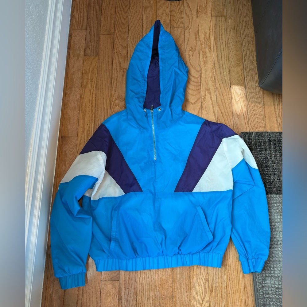 Teal Purple Forever 21 Women's Jacket Retro Pullover Windbreaker Small Jacket